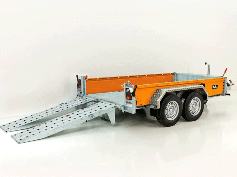 Vezeko Baumaschinenanhänger BA 3,5t|SB|Schwenk-Rampen|orange-Neu