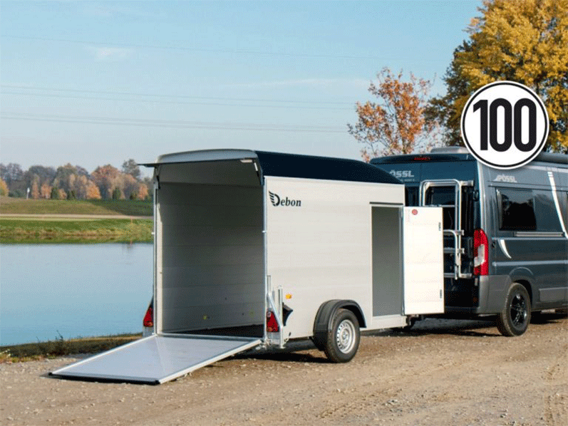 Debon Kofferanhänger Cargo H:190cm 1,3t|Alu|Polybug|Tür|schwarz-Neu