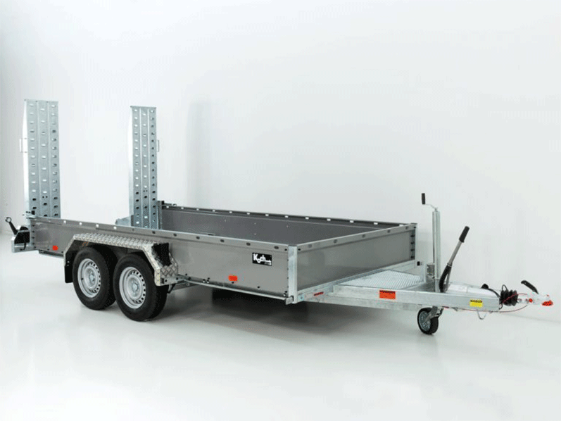 Vezeko Baumaschinenanhänger BA 190x390cm 3,5t|grau|Schwenk-Rampen|SB-Neu